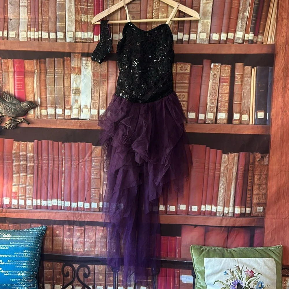 Weissman Purple Plum Black Sequin Tulle Dance Costume Choker MC